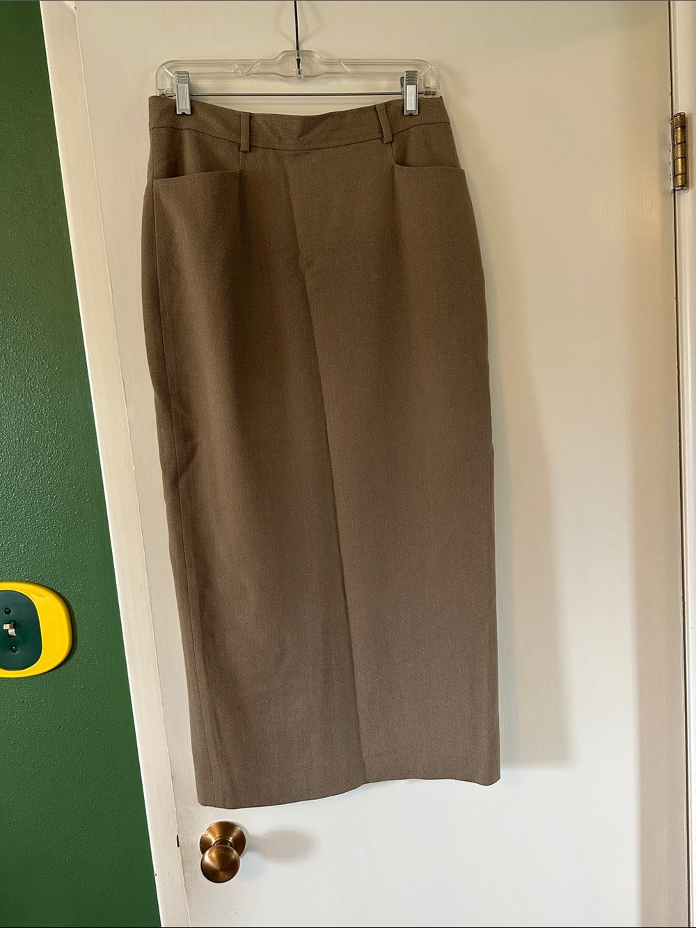 Ralph Lauren Brown Pencil Midi Skirt with Front Pockets